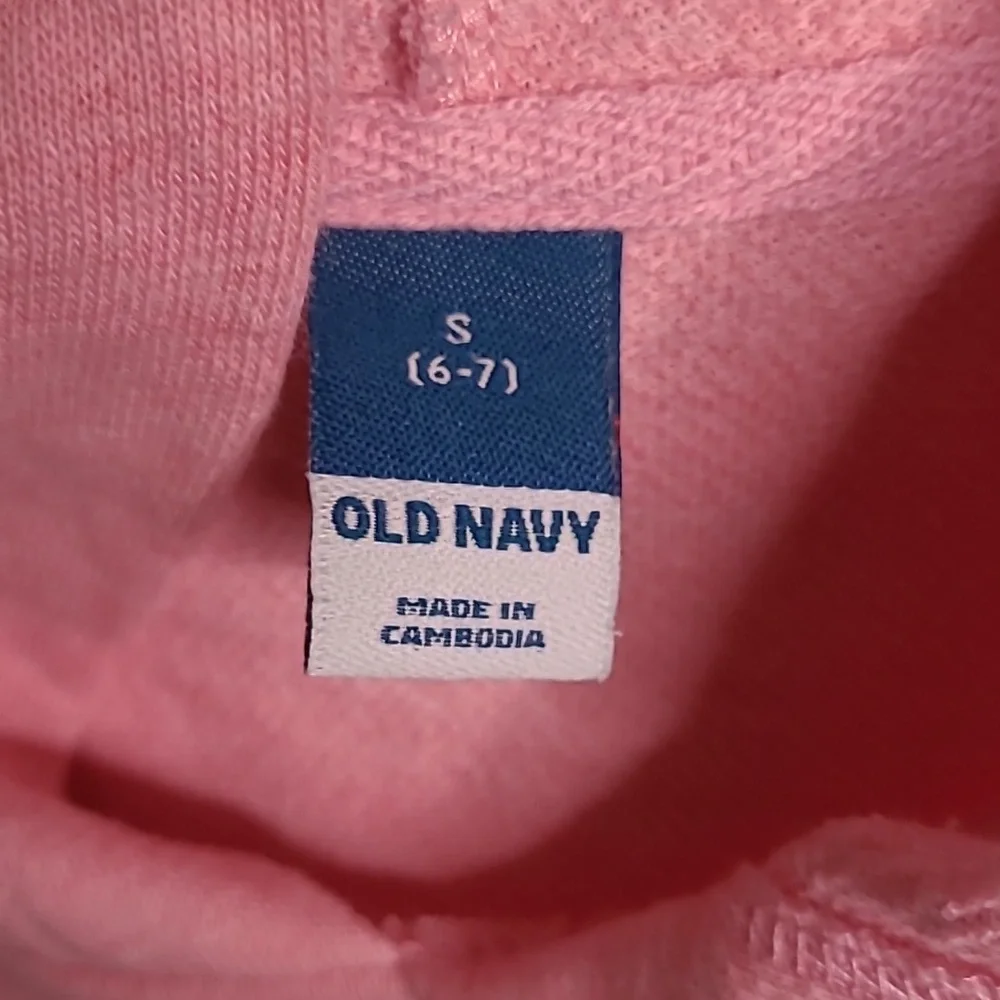 Old Navy girls Small pink metallic neon Love long sleeve sweatshirt hoodie